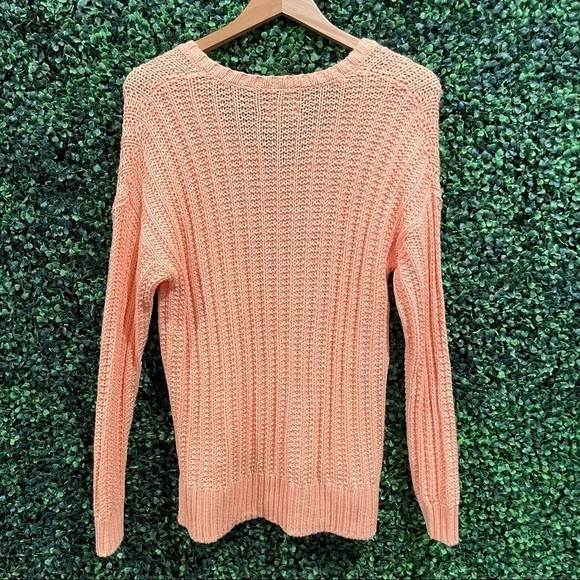 NWT Lucky Brand Peach Knit V Neck Sweater - Picture 6 of 8